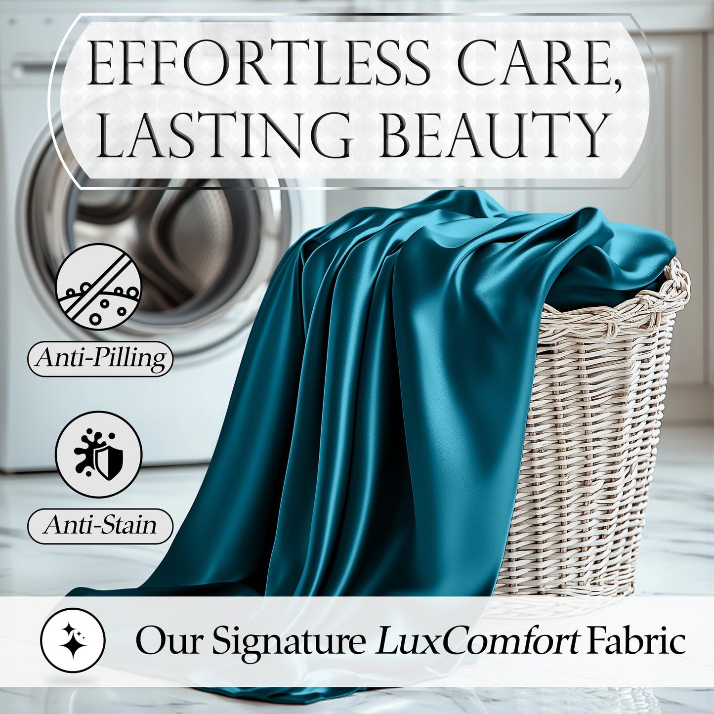 DECOLURE Satin Bed Sheets - 4 Piece Luxury Silky Queen Size Bedding Set - Softer Than Silk, Wrinkle-Free with 15” Deep Pocket Fitted Sheet, Perfect for Hair & Skin, Gifts for Women (Sea Teal)
