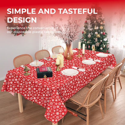JHDZDHY 6 Pack Christmas Snowflake Tablecloth Disposable Plastic Tablecloth Table Cover for Christmas Party Decoration Supplies 54 x 108 Inches (Snowflake)
