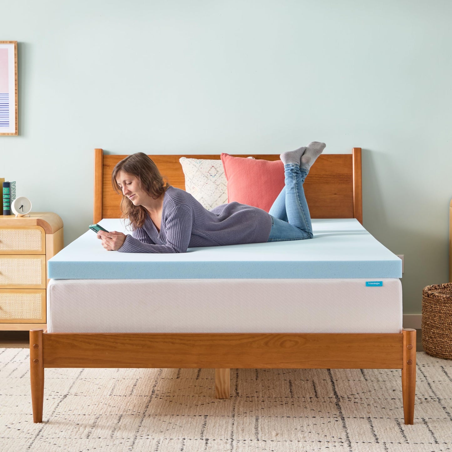 Linenspa Memory Foam Mattress Topper, Full Size - 3 Inch Gel Infused Memory Foam - Plush Feel - Cooling and Pressure Relieving - CertiPUR Certified