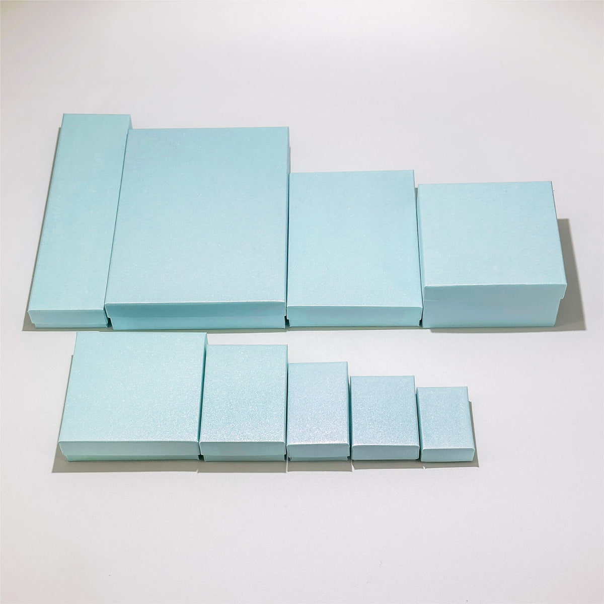 TheDisplayGuys - 25-Pack #11 Cotton Filled Cardboard Paper Jewelry Boxes Gift Case - Pearl Teal (2.1" x 1.8" x 0.8") - for Shipping or Storage