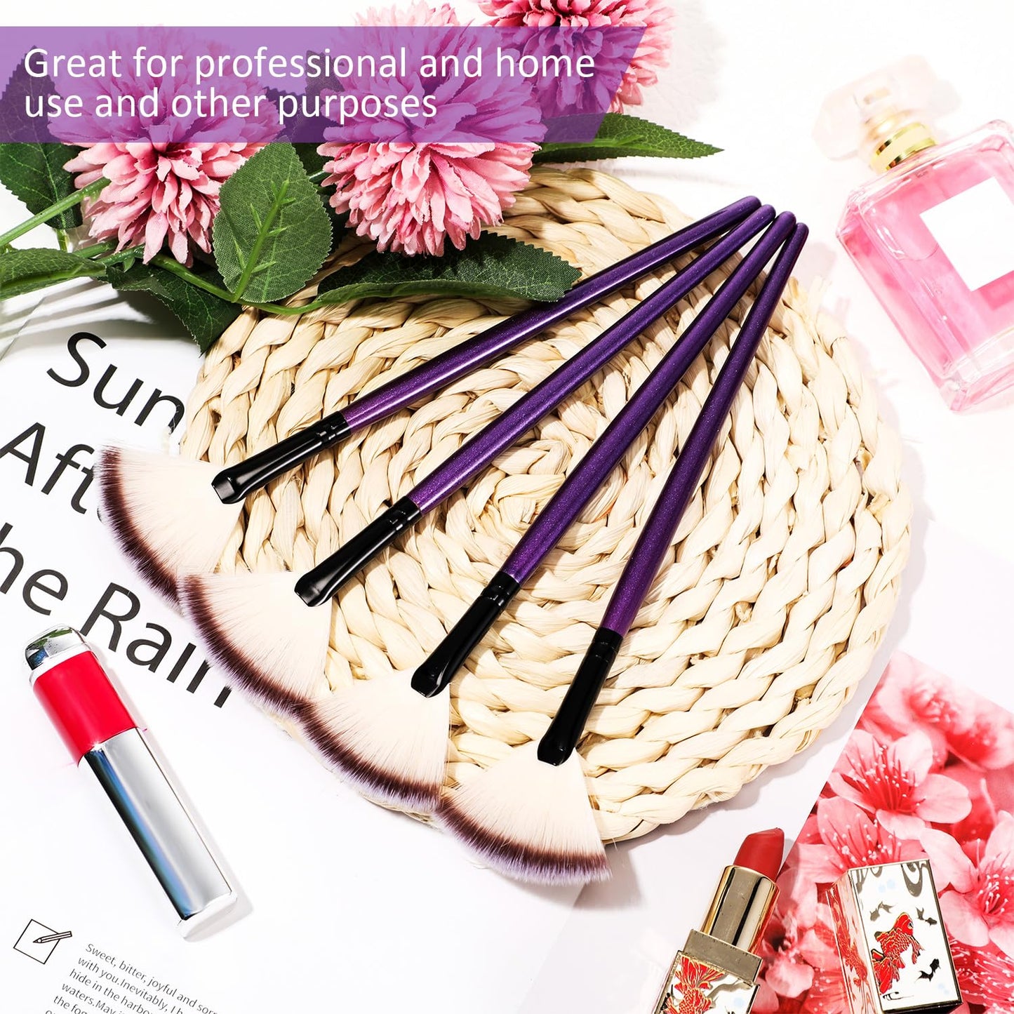 9 Pieces Facial Fan Mask Brushes, Soft Facial Applicator Brushes Tools for Peel Glycolic Makeup for Mud Cream(Champagne)