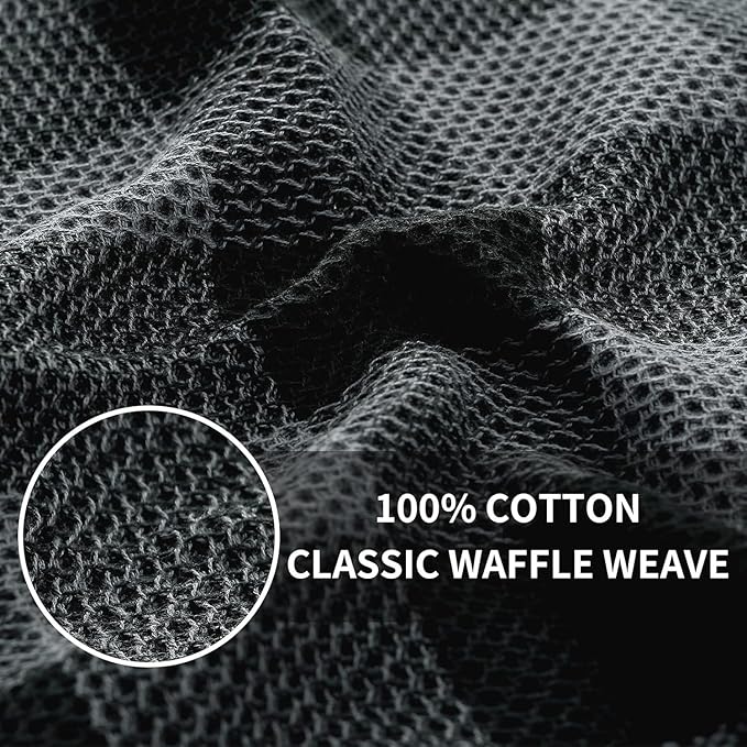 Homaxy 100% Cotton Waffle Weave Check Plaid Kitchen Towels, 20 x 28 Inches
