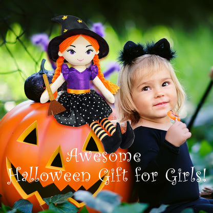 June Garden 16" Enchanted Garden Witch Doll Lydia Plush Stuffed Soft Girl Doll - Purple Outfit