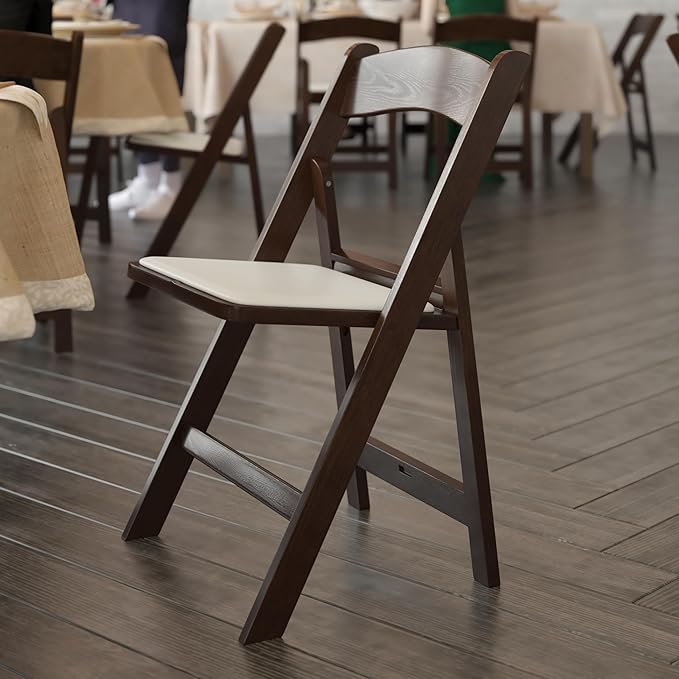 Flash Furniture Hercules Commercial Indoor/Outdoor Folding Event Chair, Wood Look, Weather-Resistant, Lightweight Design, Versatile Use, Set of 2, Dark Brown