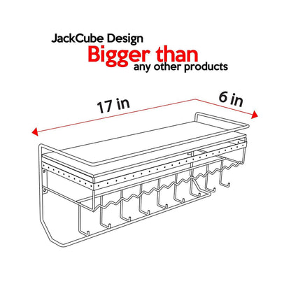 JackCubeDesign White Metal Necklace Jewelry Organizer Wall Mount Jewelry Holder Shelf Mounted Hanging Storage Hooks for Necklace, Earrings, Sunglasses, and Aesthetic Room Decor – MK238B
