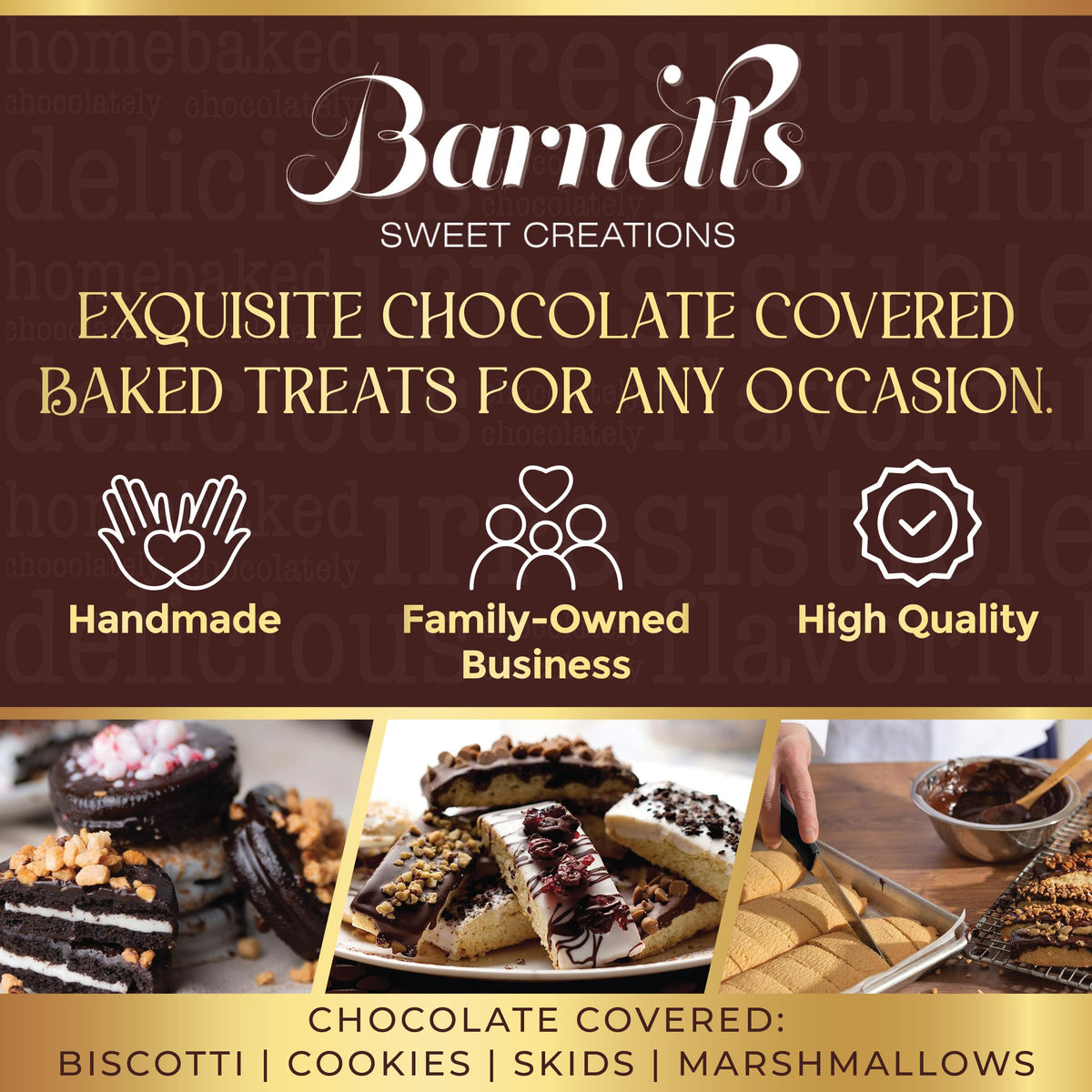 Barnetts Mothers Day 12 Chocolate Biscotti Gift Box, Gourmet Cookie Gifts Basket for Him and Her, Food Delivery, Fancy Cookies Candy Box Baskets Ideas for Mother, Mom, Grandmother, Grandma, Wife, Sister, Daughter, Girlfriend, Women