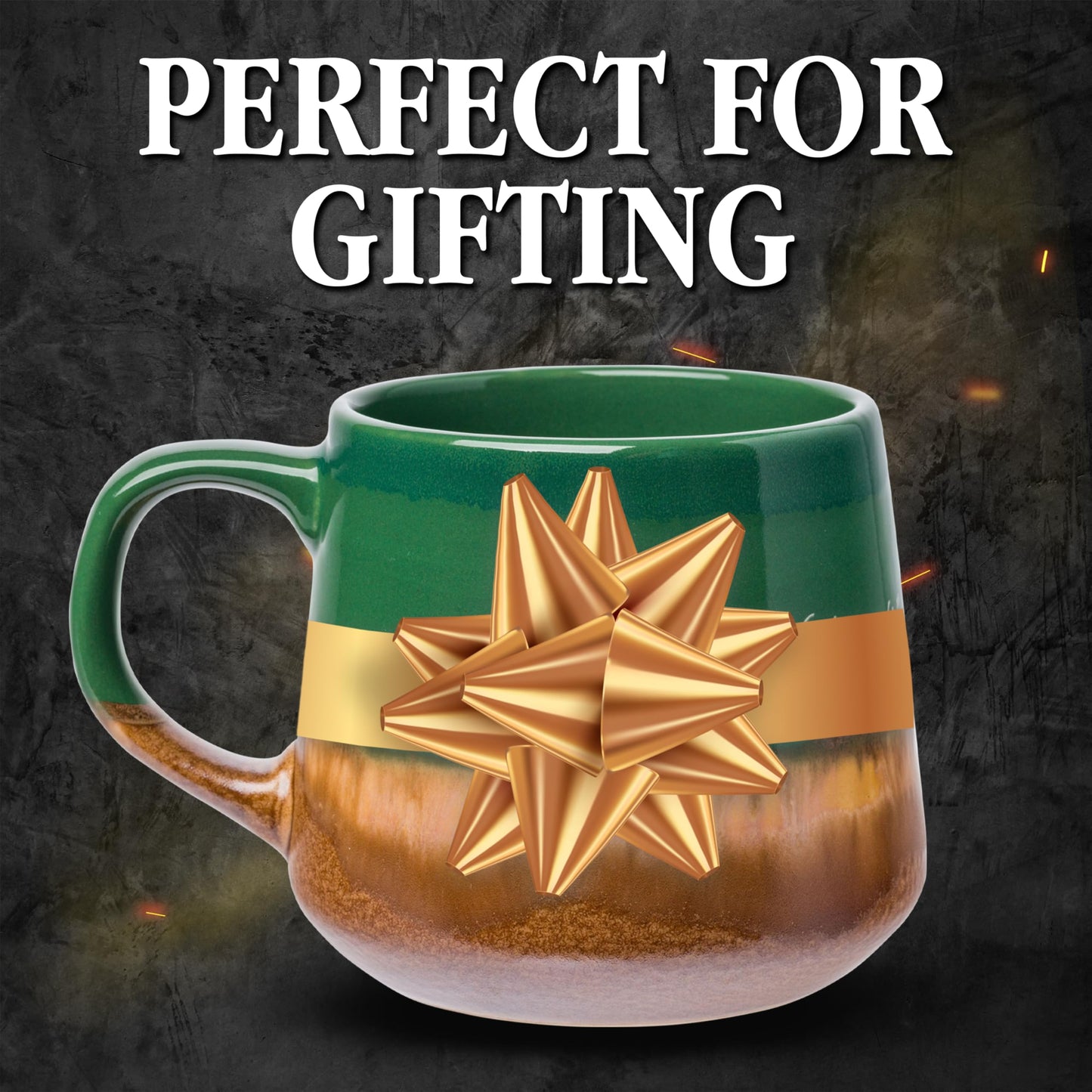 Silver Buffalo Lord of The Rings Elven Text High Gloss Reactive Glaze Tapered Pottery Mug,18 Ounces