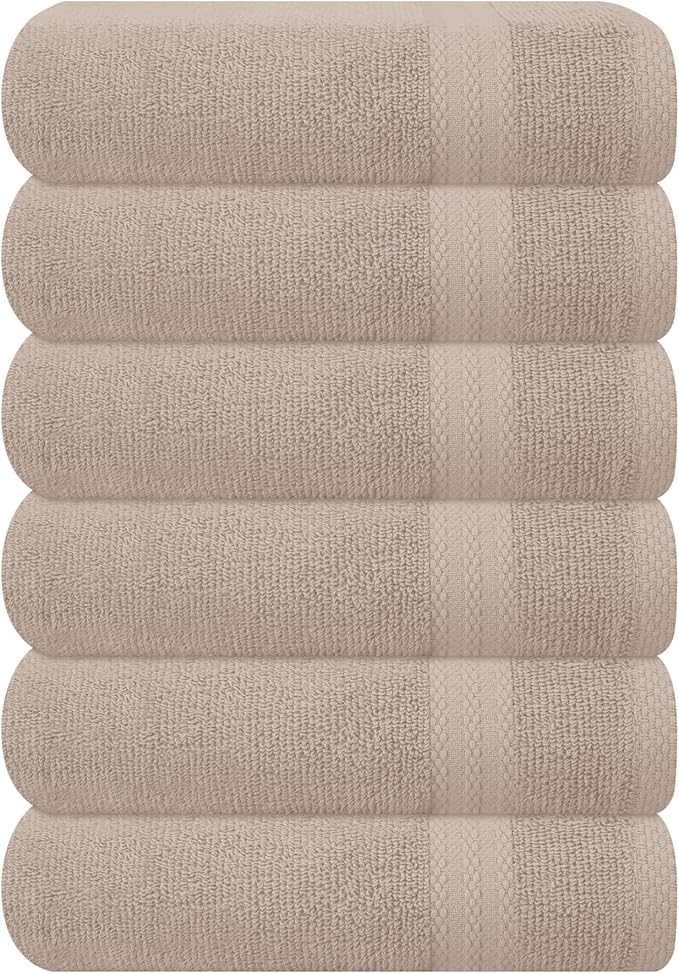 GLAMBURG Ultra Soft 6-Piece Hand Towel Set 16x28-100% Ringspun Cotton