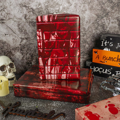 JarThenaAMCS 12 Sheets Halloween Bloody Wrapping Paper - Not Roll - Blood Splatter Brick Gift Wrap Paper Folded Flat for DIY Crafts Holiday Horror Party Supplies, 19.7 x 27.6 Inch