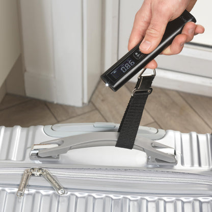 Salter SA00640BFEU12 Aluminium Luggage Scale – Digital Weight Scale for Travel, Compact Suitcase Weigher, 50kg Capacity, Easy Grip Handle, Tare Function, Portable, Save On Excess Baggage Charges