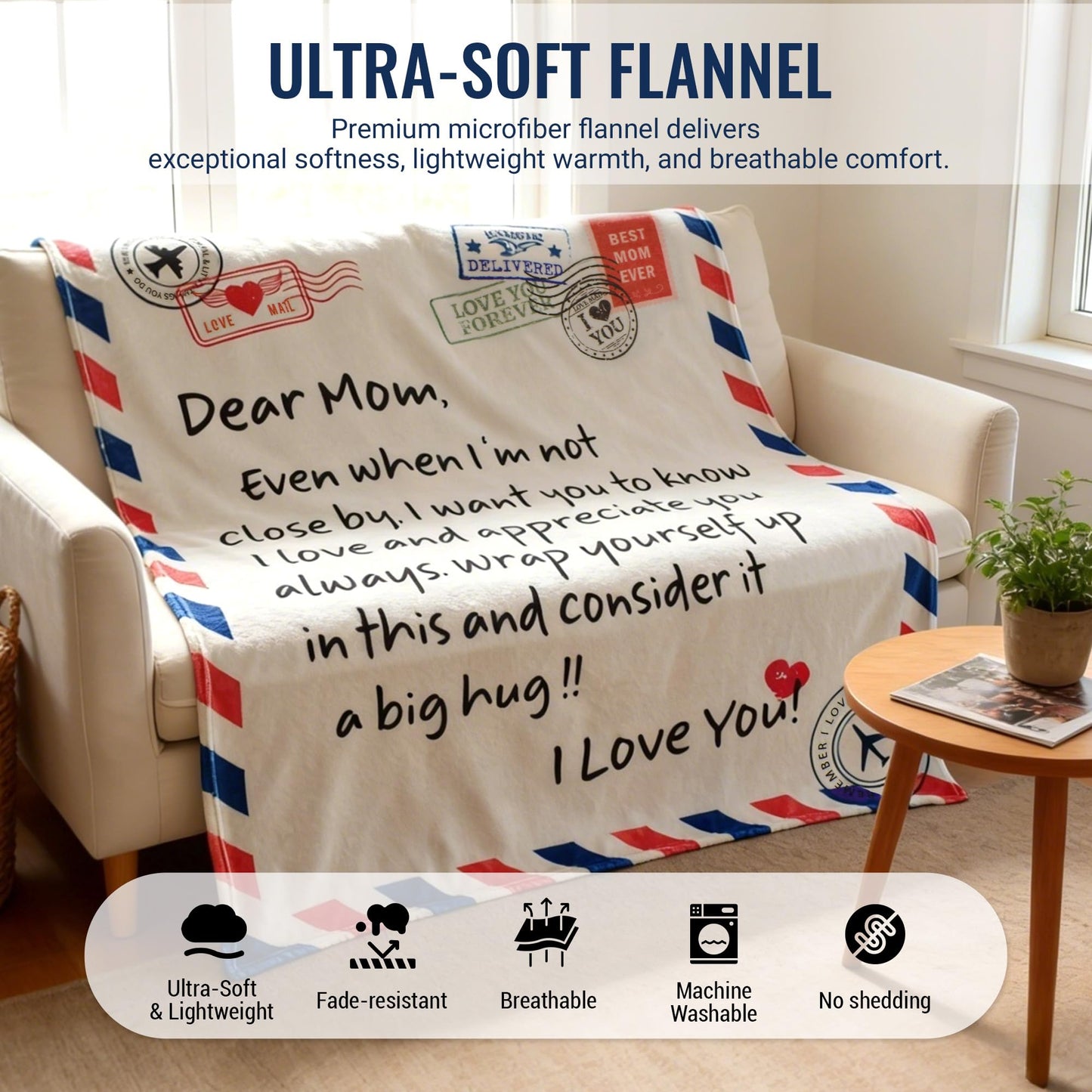 Gifts for Mom from Daughter Son, Mom Blanket Gifts for Mother's Day, Unique Presents for Mother's Birthday, Christmas, Super Soft Flannel Throw Blanket for Couch, Bed (50x60)