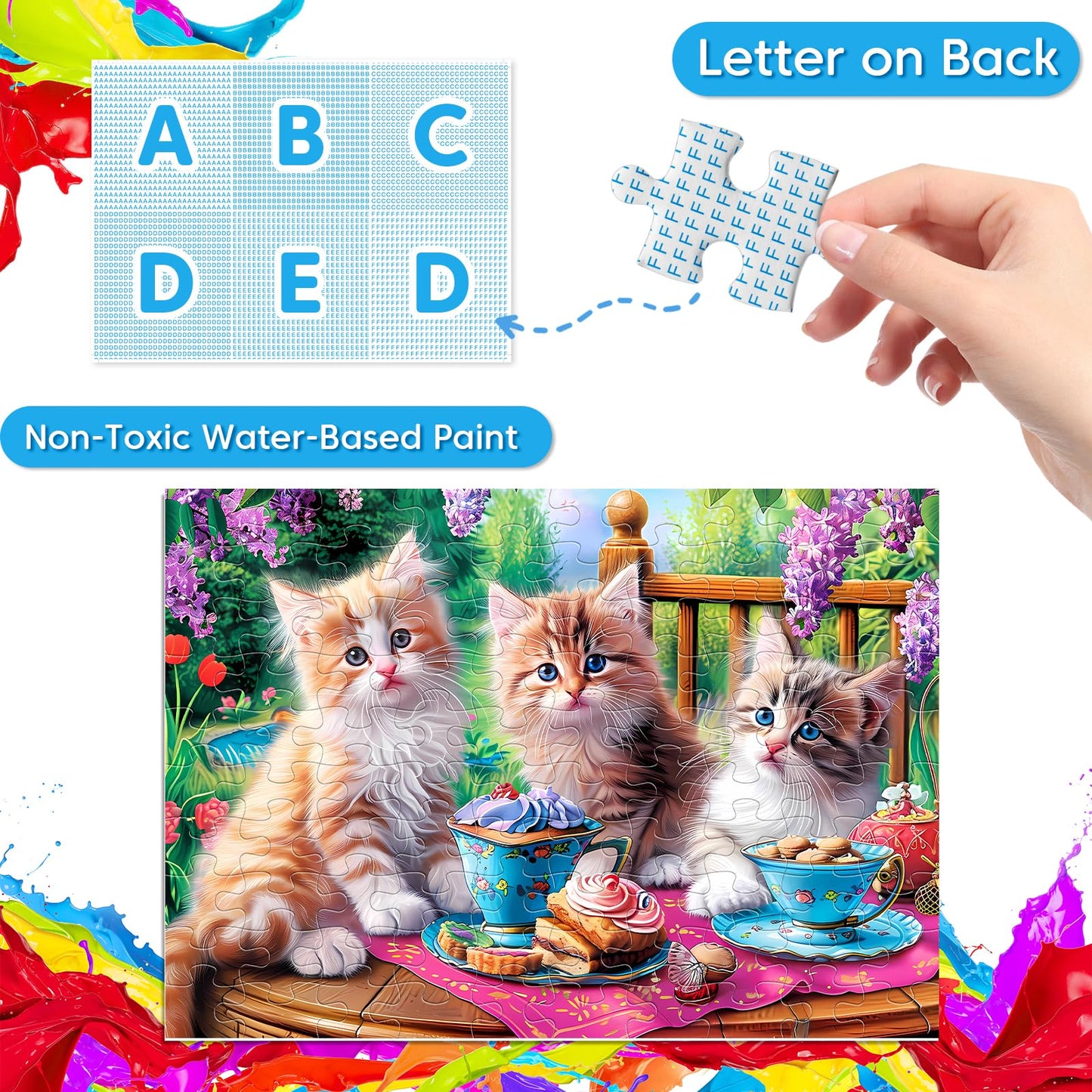 Jeacirio 4 Packs 100 Piece Puzzles for Kids Ages 4-6 - Lovely Animals Large Piece Jigsaw Puzzles for Seniors Educational Toys Gifts Kids Puzzle for 4 5 6 7 8 9 Year Olds Boys Girls