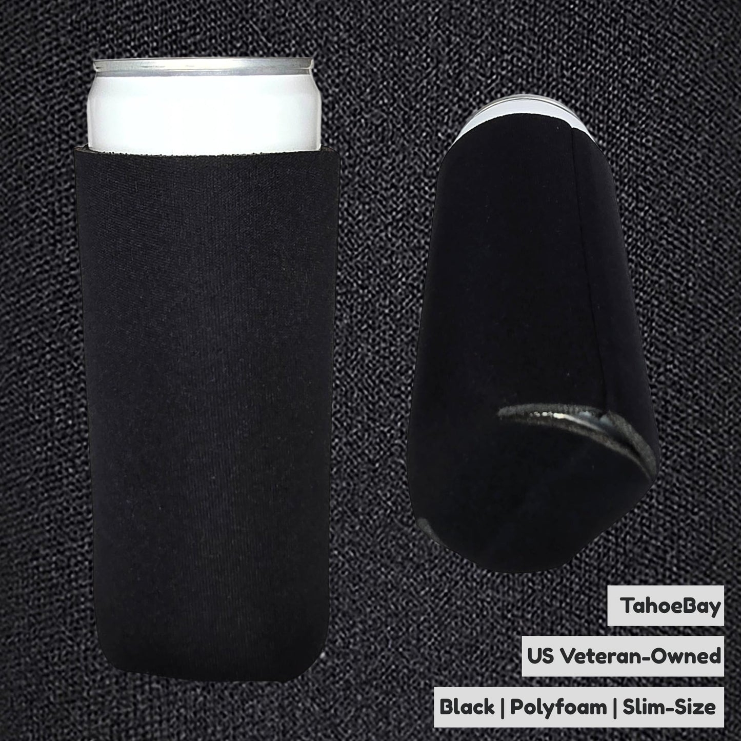 TahoeBay Slim Can Cooler Sleeves (12-Pack) Skinny Tall Cans 12 Oz Bulk Thin Seltzer Fit Sublimation Blanks for Vinyl Plain Blank Foam Beer Bottles Black White Assorted Solid Set (Black)