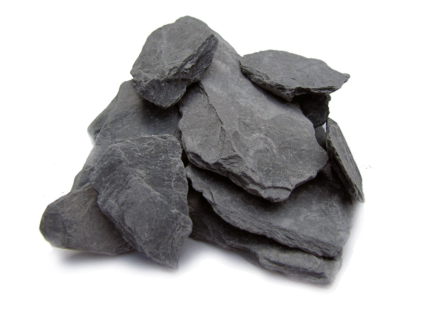 Natural Slate Stone 1 to 3 Inches - USA Sourced and Packaged for Aquascaping Aquariums, Terrariums, Paludariums, Reptile Enclosures, Wargaming, Models, Mosaic Art, Miniature Fairy Gardens (2lbs Grey)