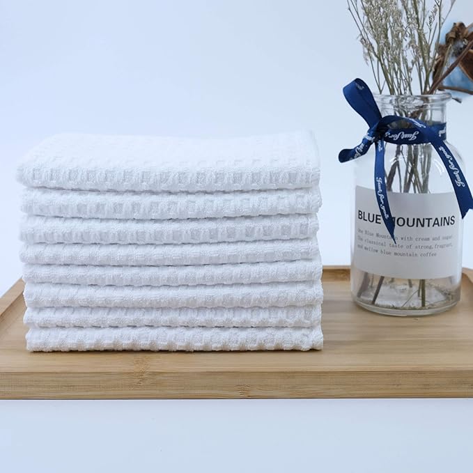 POLYTE Ultra Premium Microfiber Kitchen Dish Cloth Waffle Weave, 8 Pack