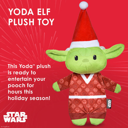 STAR WARS for Pets Holiday 9" YODA Elf with Flat Body Pet Toy, with Crinkle & Squeak | 9” Plush Squeaker Holiday YODA Pet Toy Toy for Dogs | Dog Stocking Stuffers