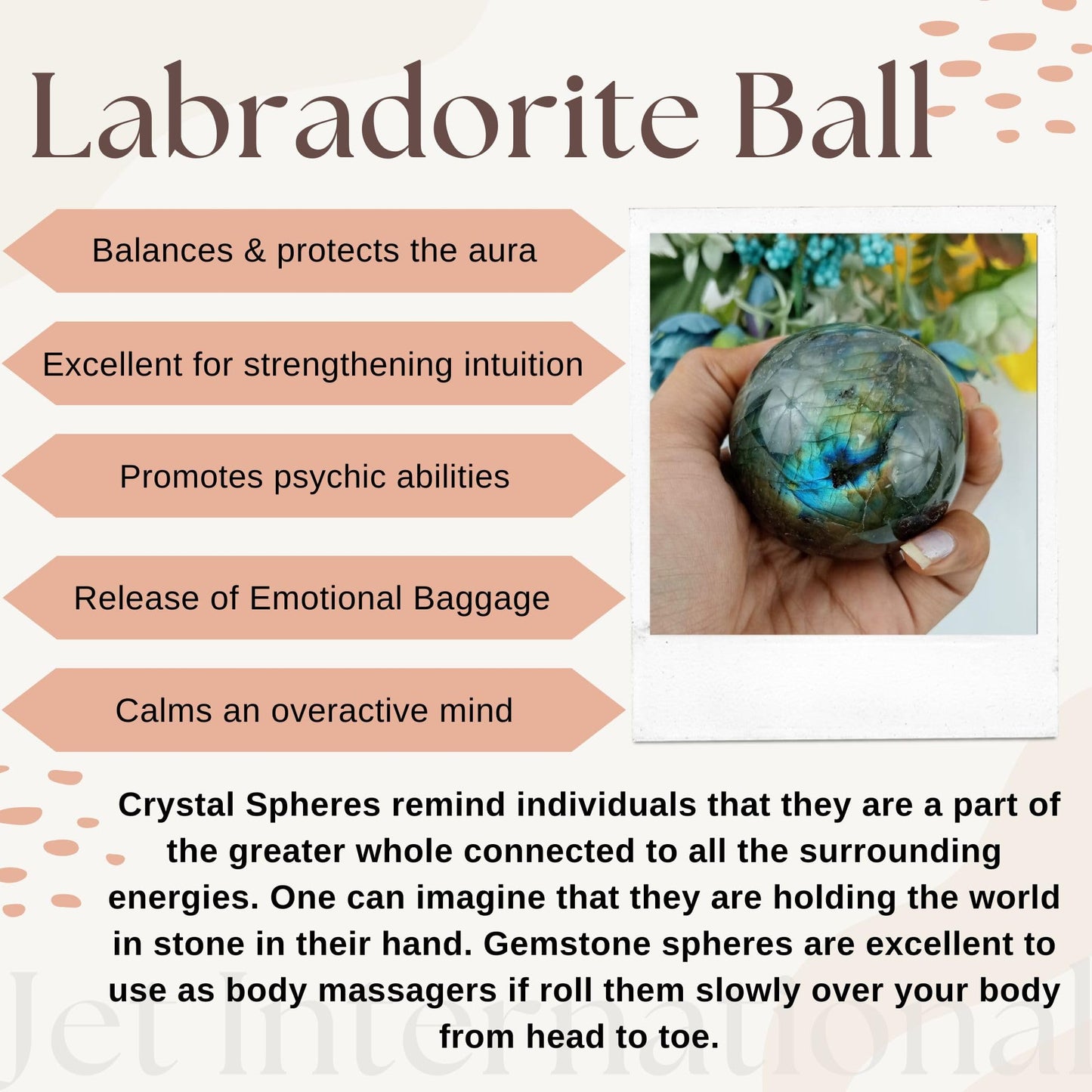Jet Labradorite Crystal Ball 50-55 mm | Natural Labradorite Sphere with Stand for Positive Energy, Reiki Healing, Meditation, Aura Protection, Home Décor & Spiritual Gifts