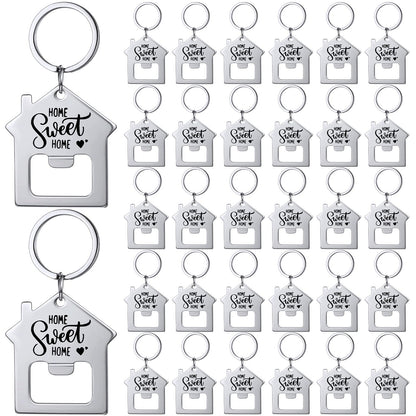 Jingmore 30 Pcs New Home Keychains Bulk Estate Agent Gifts Guests Bottle Opener House Keyrings Housekeeping Gift Housewarming Favors