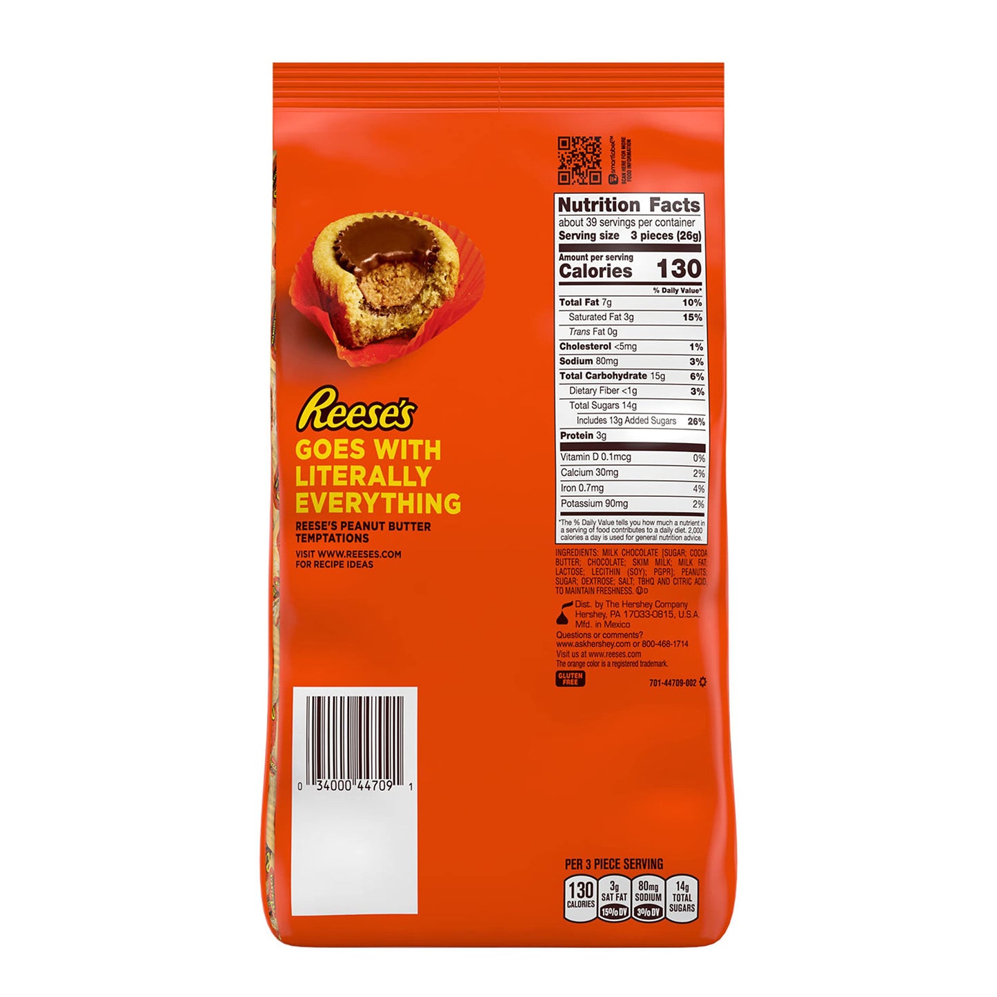 REESE'S Miniatures Milk Chocolate Peanut Butter Cups, Candy Party Pack, Halloween Candy, 35.6 oz