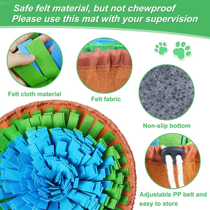 Vivifying Snuffle Mat - Durable, Washable Interactive Game Toy for Large Dogs and Puppies (18in / 46cm Diameter)