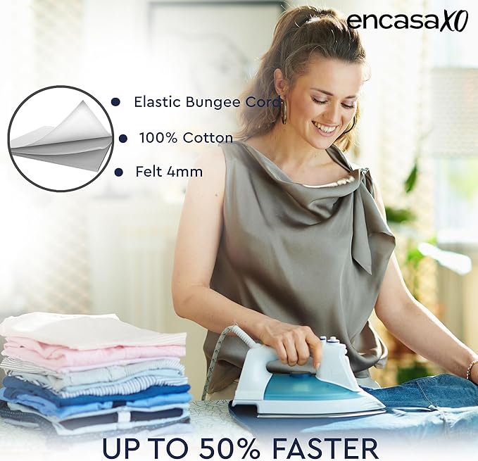 Encasa XO Ironing Board Cover and Pad 54"x15" - 4mm Felt Large Iron Board Cover