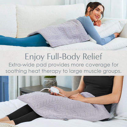 Pure Enrichment PureRadiance Luxury Heating Pad for Cramps, Back, Neck, & Shoulder Pain Relief, Patented Design, Soft Faux Fur & Micromink, 6 Heat Settings, Machine Washable, 12”x24”(Cloud)