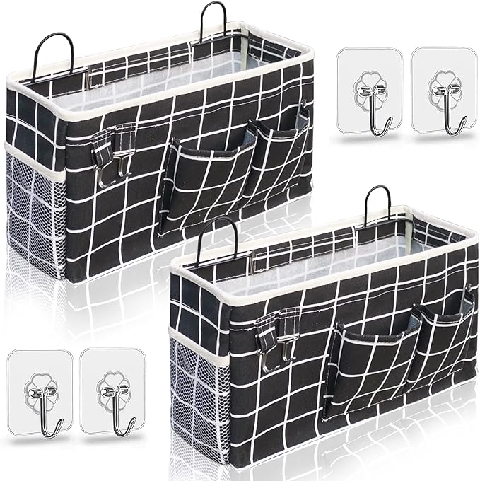 2pcs Large Wall Hanging Organizer Bag, Linen Fabric Door Hanging Storage Baskets