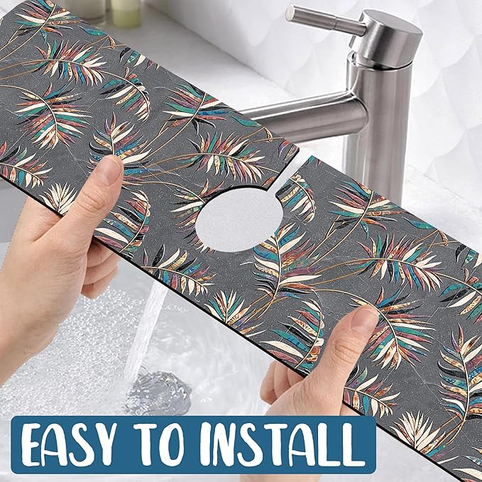 Ceramic Texture Sink Splash Guard Kitchen Tiles Faucet Absorbing Mat Fast