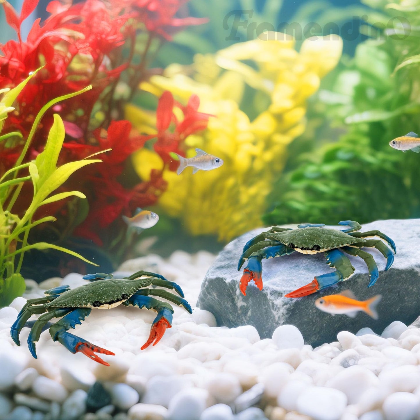 Framendino, 2 Pack Artificial Plastic Realistic Crab Style Decor Sea Animals Blue