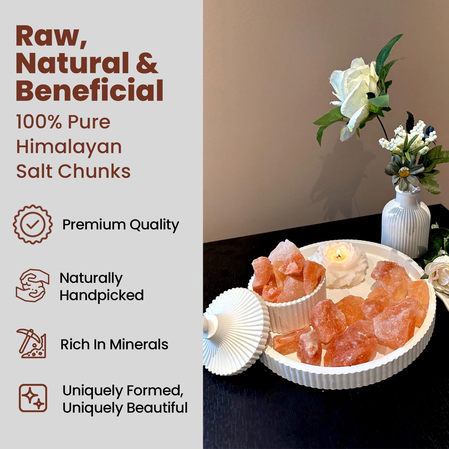 POHS Himalayan Pink Salt Chunks 11 Lbs Bag 100% Authentic Pure Natural Rock Salt Crystals, Extra Large1 .5 to 2.5 Inches chunks of rock himalayan salt.
