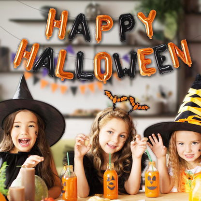 Tellpet Happy Halloween Balloons Banner, Halloween Party Decorations for Home Yard Decor Backdrop Sign, Orange and Black