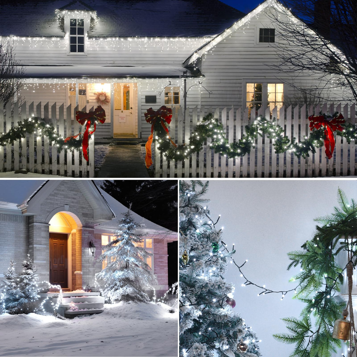 Cluster Lights Christmas 1000 Led Fairy Lights Green Wire 108FT Twinkle Lights with Remote 8 Modes String Lights Timer Plug in Firecracker Fairy Light for Outdoor Valentines Day Decorations,Cool White
