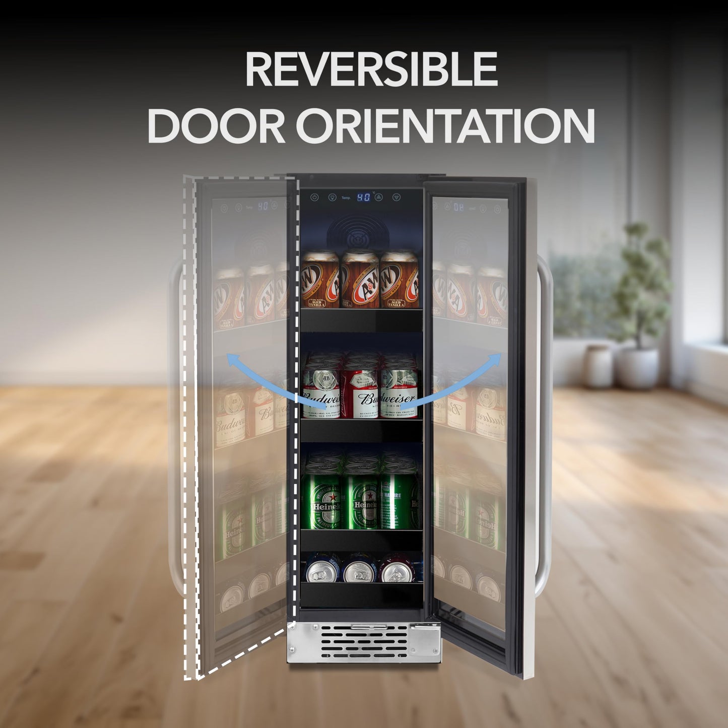 Whynter BBR-638SB Built-in Under Counter 12 inch Beverage Refrigerator and Cooler, Fridge with Glass Door, 2.0 Cubic Feet, Stainless, 75 Capacity