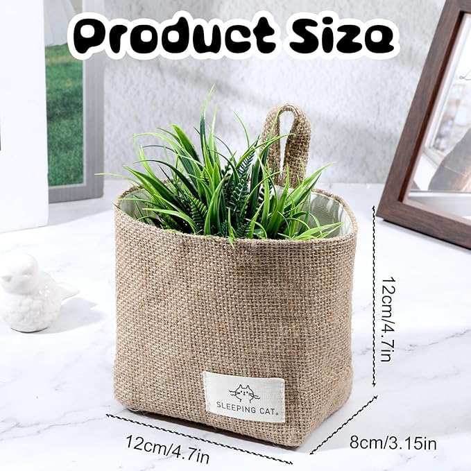 Small Cotton and Linen Hanging Storage Basket