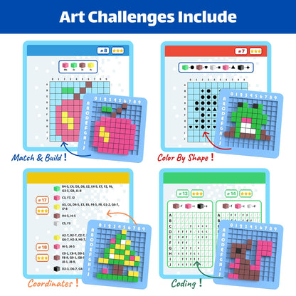STEM Toys Pixel Art Kit for Kids - Arts and Crafts for Boys & Girls - Educational Science Kits & STEM Activities for Kids Ages 5-8-12 Gifts for 5, 6, 7, 8, 9, 10 Year Old - Brain Teasers Toy (Medium)