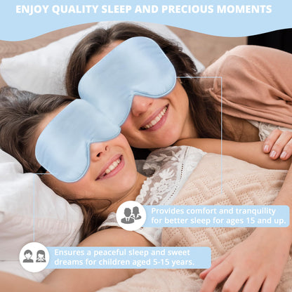 Kids Sleep Mask Eye Cover, 100% Real Natural Pure Silk Eye Mask with Adjustable Strap, Blindfold Kids Eye Mask for Sleeping, Eye Shade for Boys Girls and Adult, Pressure-Free Comfort (Black)