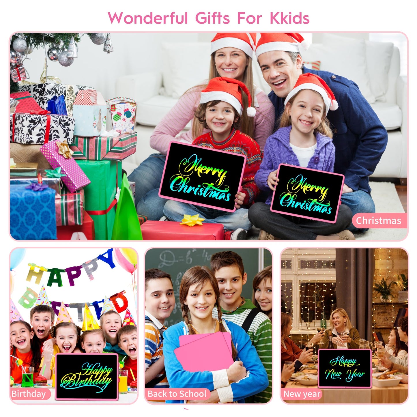 20 Inch LCD Writing Tablet for Kids, Children's Art Toys, Educational and Learning Drawing Kits, Birthday and Christmas Gifts for Boys and Girs Aged 3-12+, Pink