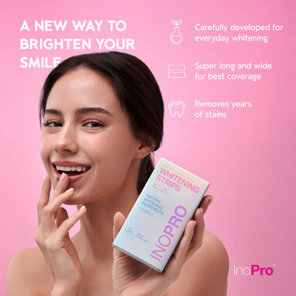 InoPro Teeth Whitening Strips 14 Treatments Kit - Teeth Whitener, Peroxide Free, Enamel Safe Green Whitestrips, Deep Stains Removal - Instant Teeth Whitening Without The Harm (28 Strips)
