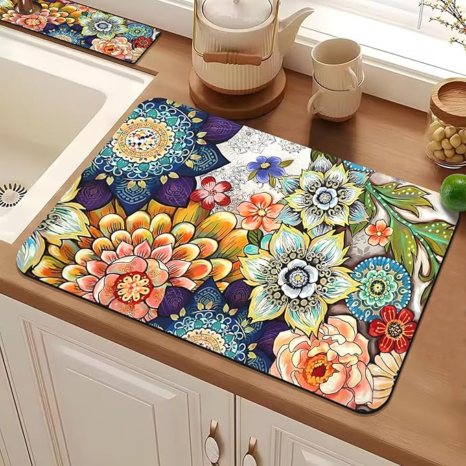 19.5" x 12" Dish Drying Mat & 24" x 5.5" Sink Splash Guard, Super Absorbent