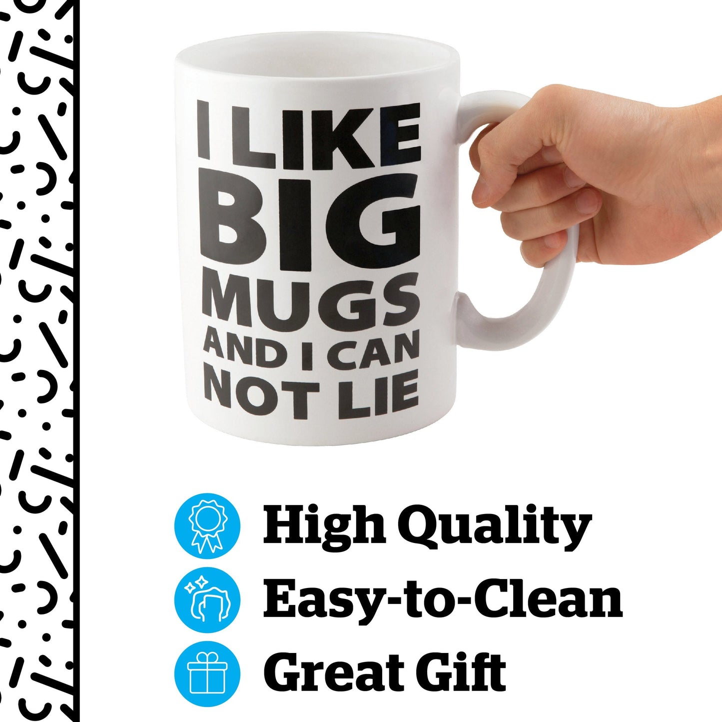 BigMouth Inc. Extra Large Coffee Mug 64 Oz - Giant Tall Ceramic Coffee Cup - Sturdy, Microwave Safe - Funny Huge Cup - Cool Gag Gift, White/Black