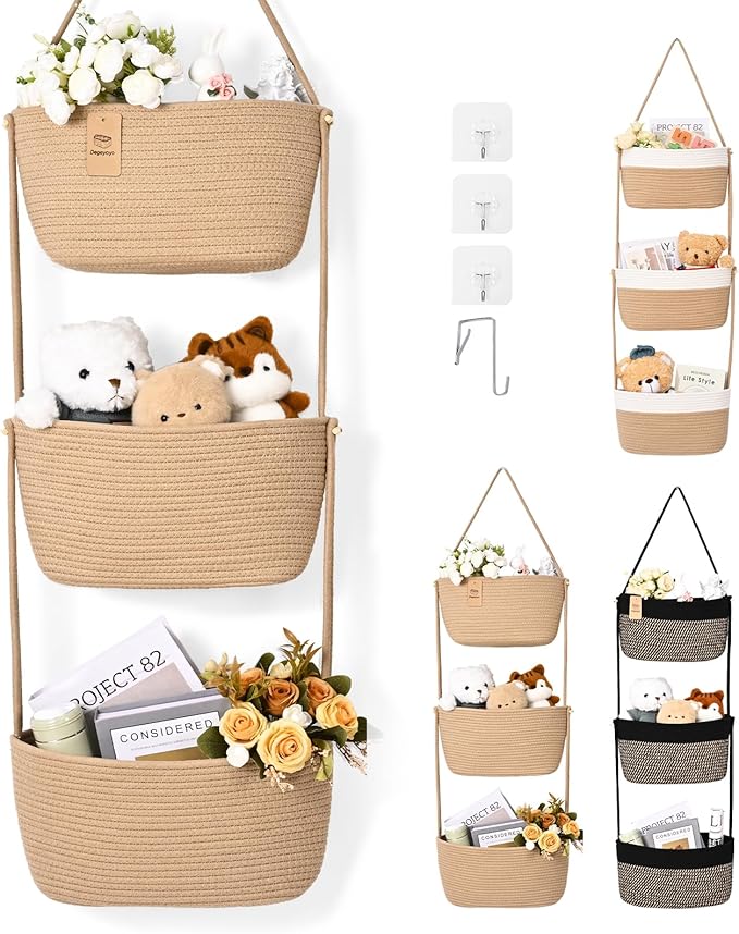 Hanging Basket, 3-Tier Wall Baskets, Over the Door Organizer