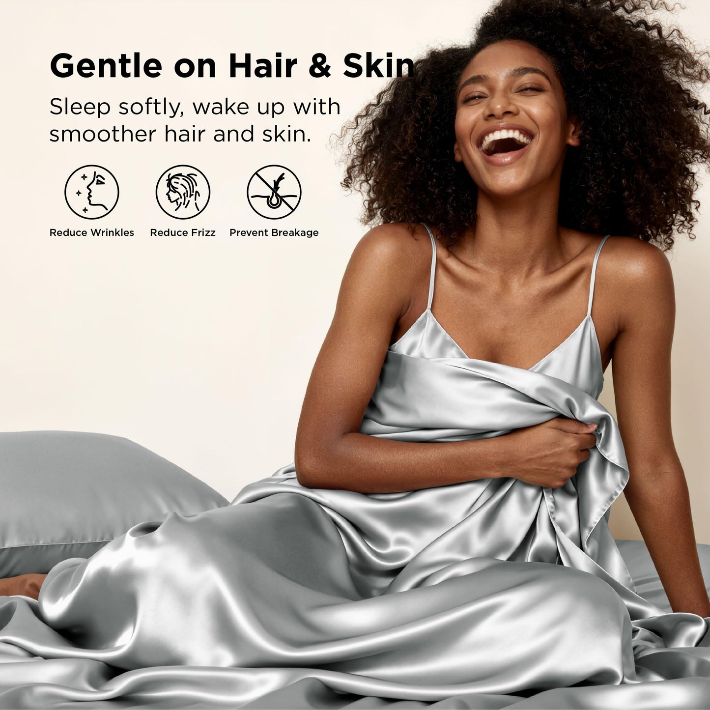 Bedsure Satin Sheets Full Size - 4 Piece Silky Bedsheets with 15 Inches Deep Pocket Fitted Bedsheet,1 Flat Sheet, 2 Satin Pillowcases, Good for Hair & Skin (Full, Silver Grey)