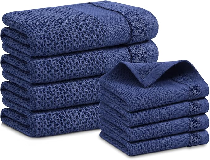 Homaxy Kitchen Towels and Dishcloths Set, 12 x 12 and 13 x 28 Inches, Super