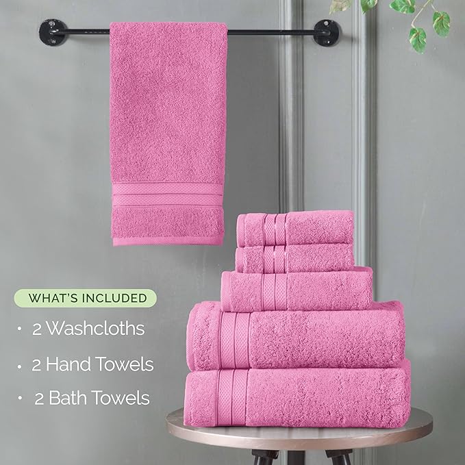 Elegant Comfort Luxury 6-Piece Towel Set, Premium Soft 100% Turkish Cotton
