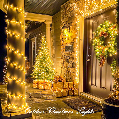 JMEXSUSS 200 LED Christmas Lights Indoor Outdoor, Connectable Warm White Christmas Tree Lights Clear Wire, 66 Ft Twinkle Fairy String Light Plug in for Bedroom Wedding Xmas Tree Decorations