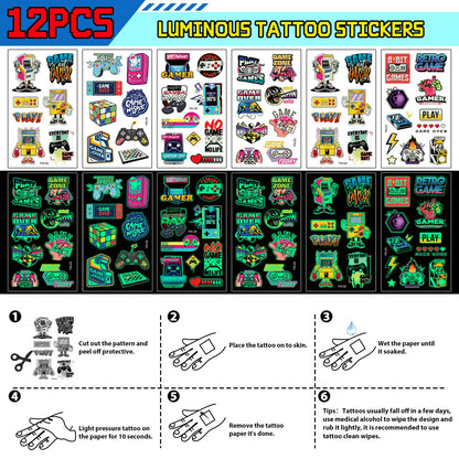 Winrayk Video Game Party Favors Gamer Birthday Supplies Kids, Non Woven Bag Silicone Bracelet Stamper Glow Sticker Keychain, Goodie Stuffer Pinata Filler Game On Gift Boys Gaming Party Favors Decor
