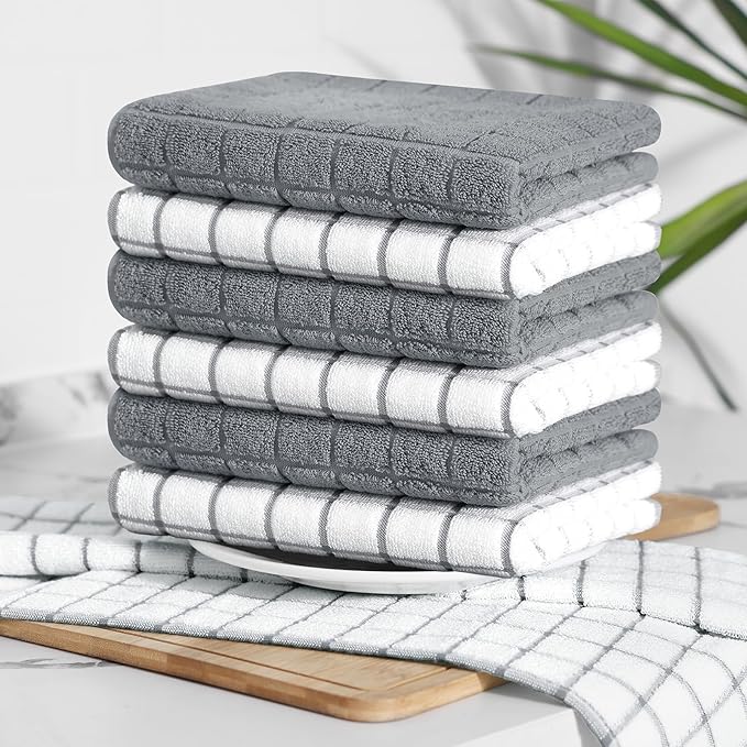 Homaxy Premium Cotton Kitchen Towels 16"x 28", Large Natural Ring Spun 390 GSM