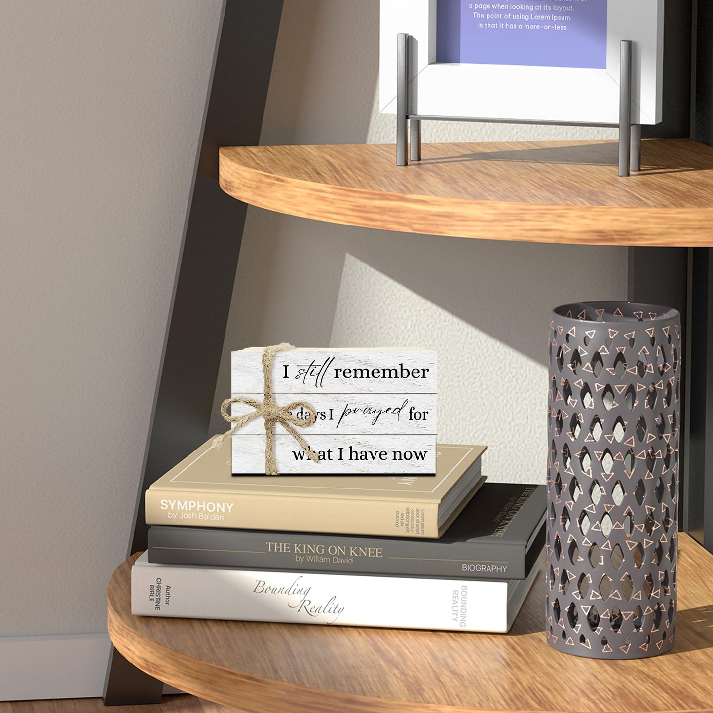 Mini Decorative Books For Home Decor, Small Coffee Table Faux Wood Book Stack Decor, I Still Remember Modern Stacked Decoration, Stacked Display For Shelf Mantel Nightstand, Three Pieces -A(01)