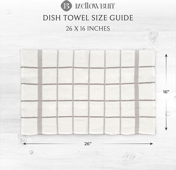 100% Cotton Terry Dish Towels, 4 Pack 16 x26 Inches, Super Soft and Absorbent