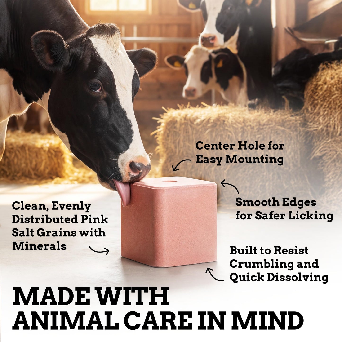 Salt Block for Deer & Horses – Compressed Mineral Salt Lick for Livestock, Cattle & Goats – Himalayan Secrets Pink Rock Salt Block (11LB/5KG, Block w/ Mounting Hole)
